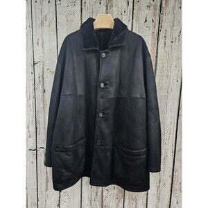 Seraphin France Shearling Mouton Sheepskin Leather Reversible Coat Men's 58 EUC!
